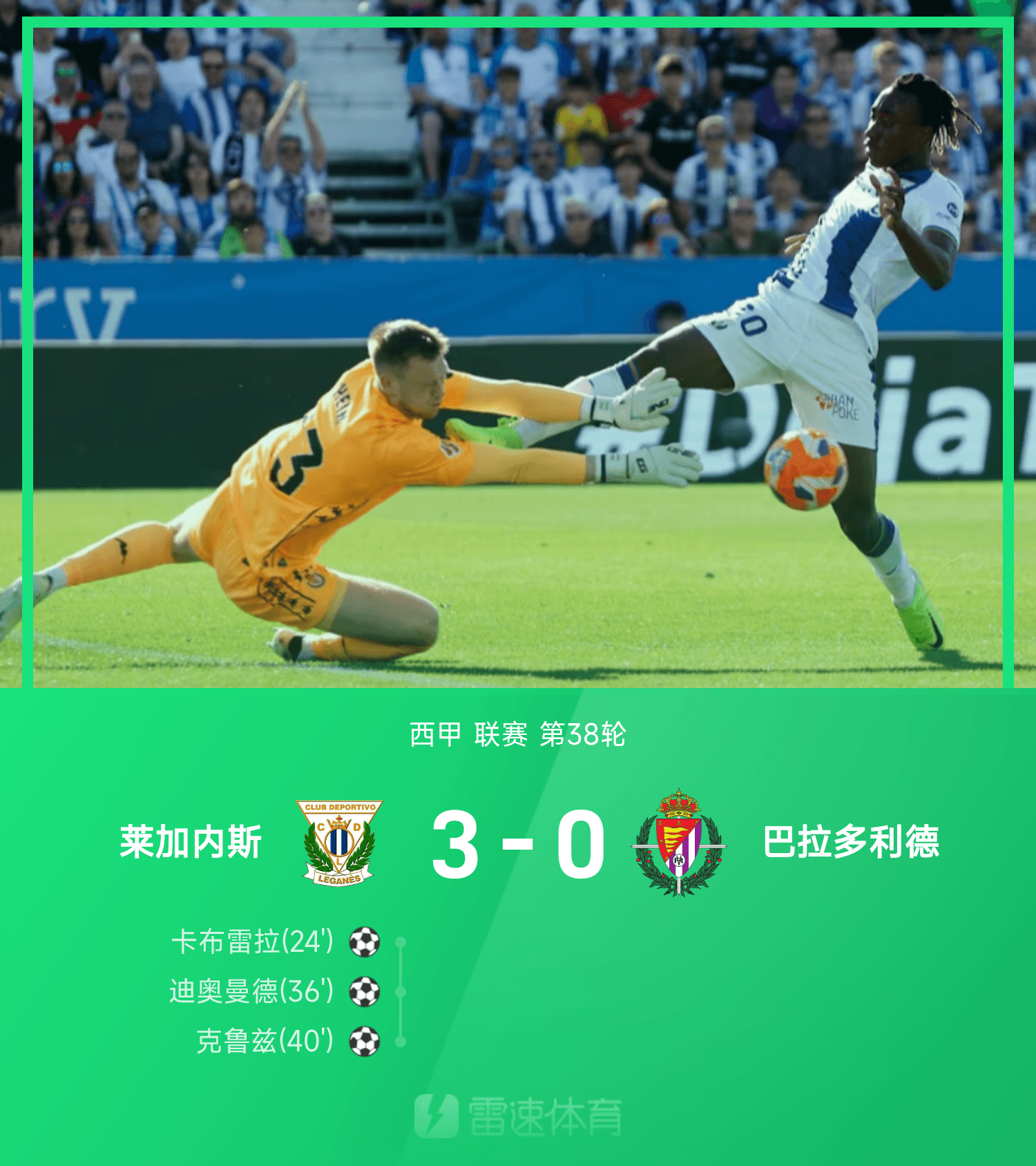 九游娱乐赛事直播-西甲战报：迪奥曼德传射，莱加内斯3-0巴拉多利德，仍旧降级